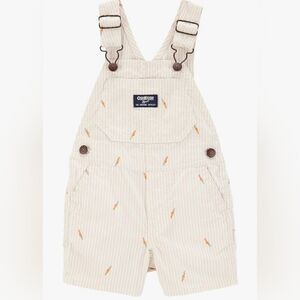 OshKosh B'gosh Beige Striped Overalls with Carrot Print